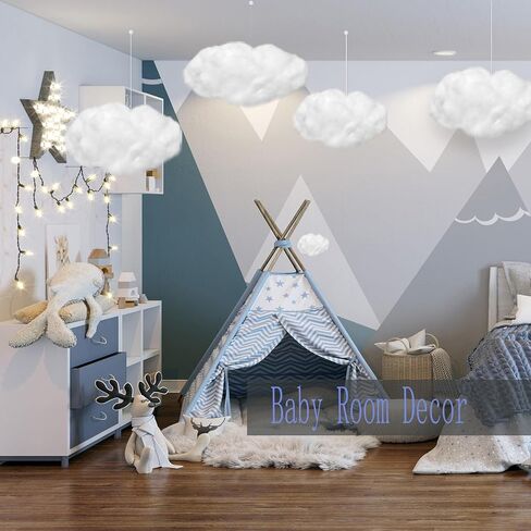 6 Pcs Artificial Clouds Room Decor,Clouds for Room Aesthetic Ceiling Decorations,Hanging Clouds for Baby Room Decor,Classroom Decorations,Party Stage Decor(Three Different Sizes) in Saudi Arabia