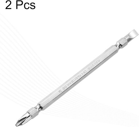 HARFINGTON 2pcs Magnetic Double Ended Screwdriver Bit 6mm PH2/SL6 6"/150mm 1/4" Hex Shank CR-V Steel Phillips Cross Slotted Flat Screw Driver Bit for Power Screwdriver Impact Drill Tool in Kuwait