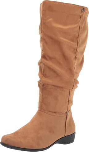 AmeriMark Women's Faux-Suede Adina Wide-Calf Boots - Comfortable, Stylish, Durable, Side Zipper, Excellent Traction in Kuwait