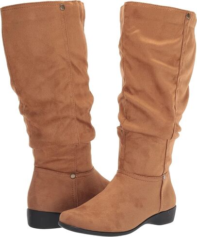 AmeriMark Women's Faux-Suede Adina Wide-Calf Boots - Comfortable, Stylish, Durable, Side Zipper, Excellent Traction in Kuwait