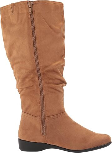 AmeriMark Women's Faux-Suede Adina Wide-Calf Boots - Comfortable, Stylish, Durable, Side Zipper, Excellent Traction in Kuwait