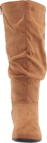 AmeriMark Women's Faux-Suede Adina Wide-Calf Boots - Comfortable, Stylish, Durable, Side Zipper, Excellent Traction in Kuwait