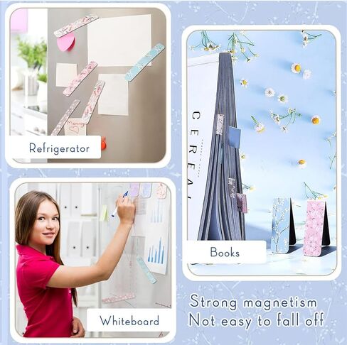 24 Pieces Magnetic Bookmarks for Women Floral Book Markers for Women Flower Planner Magnetic Bookmark Assorted Book Magnets Page Markers Clip Magnetic Bookmarks for Books Students Reading in Saudi Arabia