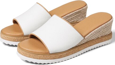 mikarka Slip On Wedge Sandals for Women, Open Toe Resort Platform Sandals Comfortable Beach Sandals Slide Espadrilles Wedges Dressy Summer Sandals Mules in Saudi Arabia