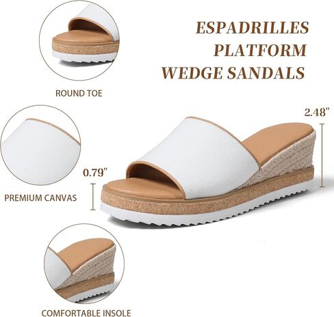 mikarka Slip On Wedge Sandals for Women, Open Toe Resort Platform Sandals Comfortable Beach Sandals Slide Espadrilles Wedges Dressy Summer Sandals Mules in Saudi Arabia