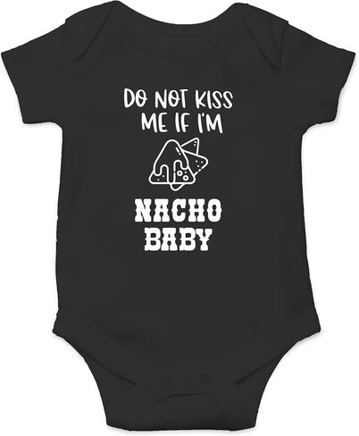 AW Fashions Do Not Kiss Me If I'm Nacho Baby Baby Bodysuit Funny Adorable Romper Cute Newborn Outfit Boys in Kuwait