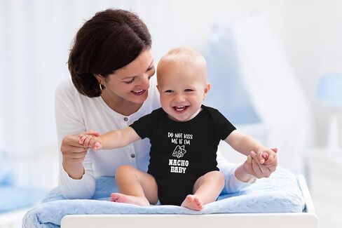 AW Fashions Do Not Kiss Me If I'm Nacho Baby Baby Bodysuit Funny Adorable Romper Cute Newborn Outfit Boys in Kuwait