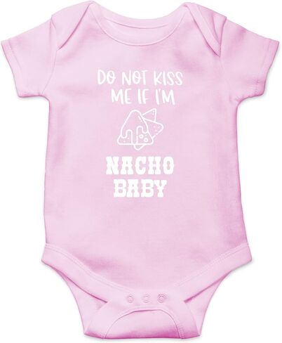 AW Fashions Do Not Kiss Me If I'm Nacho Baby Baby Bodysuit Funny Adorable Romper Cute Newborn Outfit Boys in Kuwait