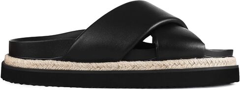 منصة الصنادل للنساء 2025 Raffia espadrilles تنزلق على صندل صيفي مفتوح مع ديكور كروس كروس in Kuwait