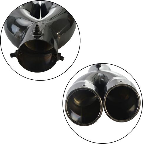 2Pcs Universal Dual Exhaust Tip - 2.5 inch Inlet, Adjustable for 2.5-3 inch OD Pipes, Curved Muffler Tip for Car Modification(Blue) in Kuwait