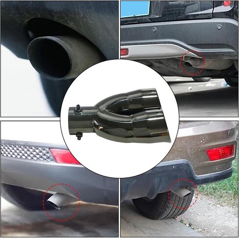 2Pcs Universal Dual Exhaust Tip - 2.5 inch Inlet, Adjustable for 2.5-3 inch OD Pipes, Curved Muffler Tip for Car Modification(Blue) in Kuwait