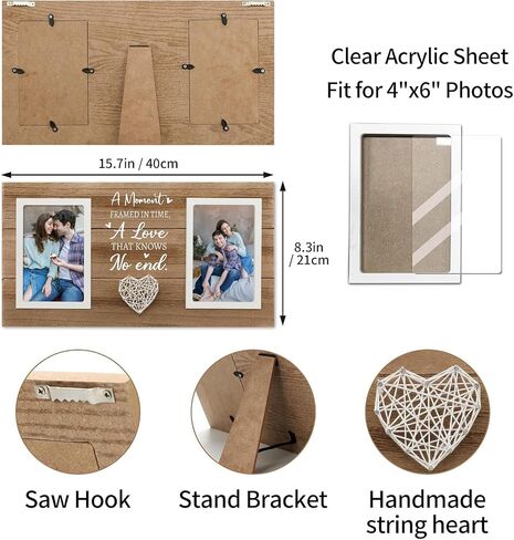 Wedding Gifts, Bride to Be Gifts for Her, Wedding Gifts for Bride- Double 4x6 Pictures Frame- Bridal Shower Gift for Bride, 8.3 x 15.7 Inch Picture Frame in Saudi Arabia