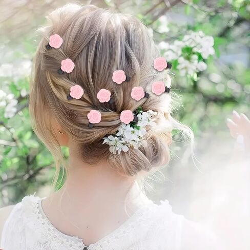 12pcs ميني ريد روز زهرة مقاطع شعر للنساء شعر صغير باريت عتيقة الزفاف الزفاف الزفاف in Kuwait