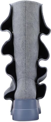 منصة النساء Ruched Ruched Mid Boots Round Round Toe Boots القابلة للفصل in Kuwait