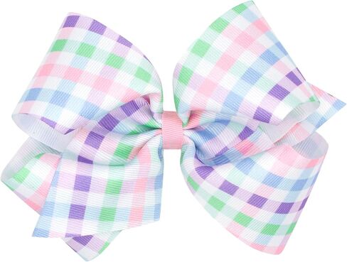 Wee Ones Girls' Easter Embellished Grosgrain Bow with Moonstitch Edge on a WeeStay clip, Handmade, King, Yellow Chick Embroidery in Kuwait