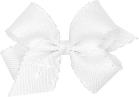 Wee Ones Girls' Easter Embellished Grosgrain Bow with Moonstitch Edge on a WeeStay clip, Handmade, King, Yellow Chick Embroidery in Kuwait