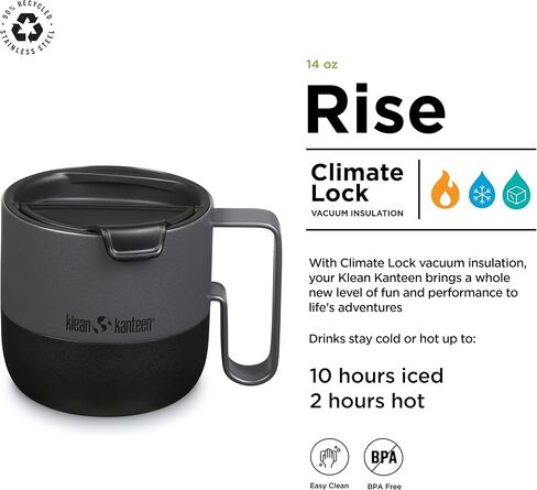 Klean Kanteen Rise 14oz Mug - Stainless Steel with Flip Lid - Stellar in Kuwait