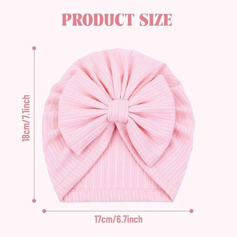 Cinaci 4 Pieces Baby Girls Turban Hats with Bow Newborn Hospital Caps Bonnet Beanies Headwraps for Infants Toddlers in Saudi Arabia