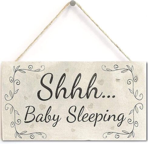 SHHH Baby Sleeping - علامة الباب/Plaque New Baby Gift 12 '× 6' '(Navy -76) in Kuwait
