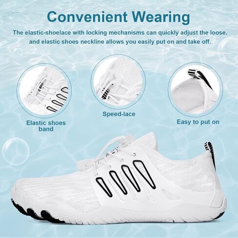 Hike Barefoot Water Shoes for Women Men Footwear, Quick Dry Wide Toe Box Pro Beach Swim Athletic Sports Shoes, Non-Slip Lightweight Aqua Shoe for Pool Hiking Walking Kayaking Diving Surfing in Kuwait