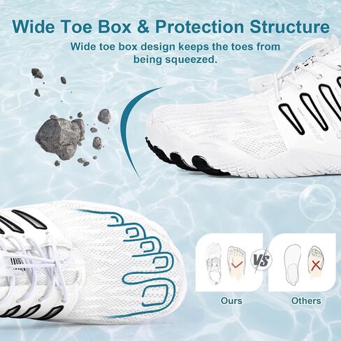 Hike Barefoot Water Shoes for Women Men Footwear, Quick Dry Wide Toe Box Pro Beach Swim Athletic Sports Shoes, Non-Slip Lightweight Aqua Shoe for Pool Hiking Walking Kayaking Diving Surfing in Kuwait