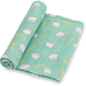 Swaddle Blanket 100% Cotton, Soft Muslin Swaddle Blankets, 47 x 47 inches Baby Swaddles for Boys and Girls, Lightweight Baby Blanket, Baby Essentials, Registry (Golf Balls Print)