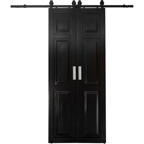 42in. X 84in. Center Opening Black Vinyl Barn Door