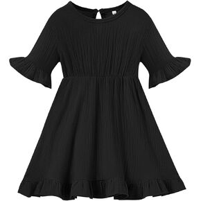 Neutocd Toddler Baby Girl Dress Summer Cute Dress for Girls Casual Little Girl Cotton Dress A-line Ruffle Sleeve Beach Dress
