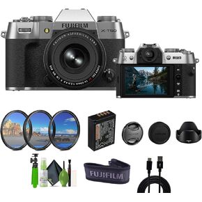 Fujifilm X-T50 Mirrorless Digital Camera XF16-50mm F2.8-4.8 R LM WR Lens Bundle Kit with Accessories - Silver