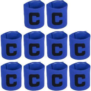 MECCANIXITY Soccer Captain Armband, Captain Arm Bands for Soccer Elastic Captain C Arm Band Sports Captain Armbands for Football Team Training Adult Orange/Red/Blue/Black/Green, Pack of 10