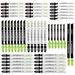 FASTPRO 50-Piece Jigsaw Blades Set with Case, Assorted T-Shank Jig Saw Blades for Wood, Metal and Plastic Cutting