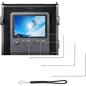 Tempered Glass for Fujifilm Instax WIDE EVO Screen Protector[3Pcs+1Hand Lanyard],WIDE EVO Instant Film Camera Tempered Glass 9H Hardness, Anti-Scratch, Anti-Bubble, Easy Installation