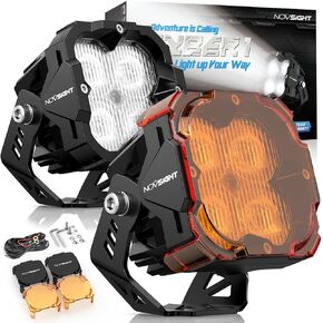 NOVSIGHT LED Pods - Off Road LED Lights 4.5 Inch Waterpfoor LED Light Pods LED Spot Lights for Trucks Wrangler Jeep Pickup Ram Suv Atv Boat (with Wiring Harness)