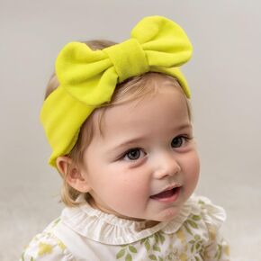 Soft Bow Headband for Baby Girls Newborn Bow-knot Elastic Hair Band Turban Toddler Infant Stretchy Headwraps Hair Bow Accessories for Baby Birthday Party Shower (Orange, Standard)