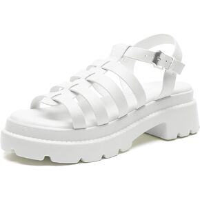 FUNKYMONKEY Women's Roman Style Open Toe Platform Sandals With Adjustable Ankle Strap Thick Soled Comfort Shoes
