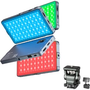 PHOTOOLEX 2049 Panel RGB Video Light & Field Monitor Holder Mount with 1/4 Screw, 4000mAh 10w Portable LED Camera Light 0-360 Full Color CRI 96+