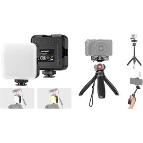 NEEWER NL-36AI LED Video Light and TP38 Phone Camera Tripod, Portable Bi Color 3200K~5600K Dimmable Camera Soft Light with 3 Cold Shoes, 2000mAh Rechargeable Battery
