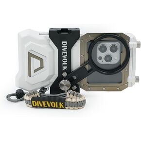 DIVEVOLK White Underwater Touchscreen housing with Expansion clamp compatiable for iPhone 12/12 Pro/12 Pro Max/13/13 Pro/13 Pro Max/14/14 Pro/14 Pro Max/15/15 Pro