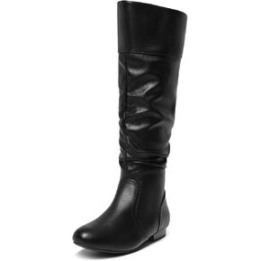DREAM PAIRS Women's Wide Calf Knee High Pull On Fall Weather Winter Boots,Size 8,Wide/Calf/Black/Pu,BLVD-W