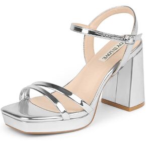 JOY IN LOVE Platform Heels for Women 3.5 Inch Chunky Block Heel Ankle Strap Sandals