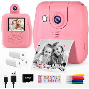 GKTZ Kids Camera Print Instant - 1080p HD صورة طباعة فورية - هدايا عيد ميلاد عيد الميلاد لمدة 4 5 6 7 8 9