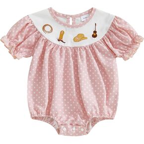 Newborn Baby Girl Western Clothes Cute Embroidery Smocked Bubble Romper Infant Baby Summer Outfit