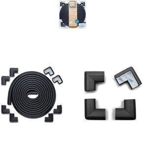 18ft Edge 12 Corners - Bundle & Save - RovingCove HeftyFit Corner Guards (4 Corners, Onyx Black) + RovingCove HeftyFit Edge Corner Guards (18ft Edge 8 Corners, Onyx Black)