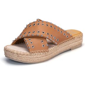 landing craft Espadrille Wedges Vintage Sandals for Women Platform Slides Bohemia Sandals Slip on Open Toe Beach Sandals