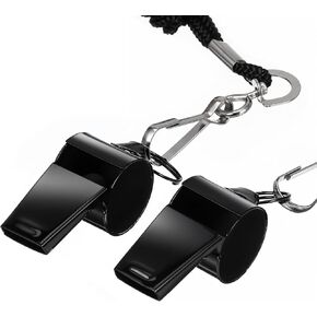 DIVINA VITAE 2Pack Coach Whistle with Lanyard Stainless Steel Metal Whistle Colorful Coach Whistle Bulk Loud Sports Whistle for Teachers, Coaches, Referees, Emergency