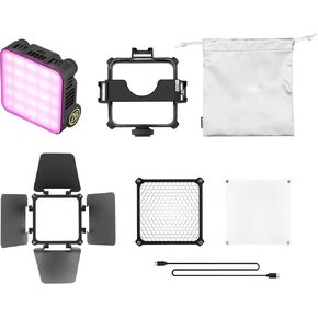 ZHIYUN FIVERAY M20C Combo RGB Video Light + M20C Video Light Modifier Pack, M20C Accessories with Honeycomb Grip Diffuser, 4-Leaf Barn Doors