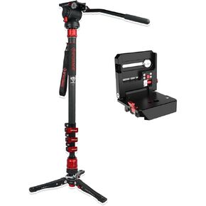 IFOOTAGE Cobra 3 Monopod C180F-P,Komodo K5S Camera Video Head Fluid Head,HV-01, QR Plate,Camera Bracket Horizontal and Vertical Plate