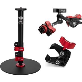 IFOOTAGE Base Monopod&Magic Arm Kit,22-Inch Desktop Monopod,Aluminum Camera Monopod with Base,and Video Monopod with Tripod Clamp Kit for Gopro/Cameras/Magic Arms (RB-A200)