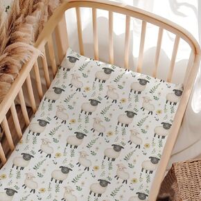 Unisex Farm Animals Chickens Pattern Baby Fitted Crib Mattress Sheets, Breathable Cute Chicken Print Crib Sheets, Baby Nursery Bedding - 28 * 52