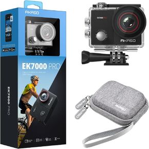 AKASO EK7000 Pro 4K30FPS 20MP WiFi Action Camera and Protective Mini Carrying Case Bundle